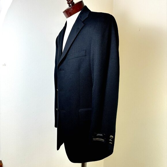 Super 100's Wool Suit Jacket Canada Ultimo Uomo NWOT Size 38R Men's Black Blazer - Picture 2 of 14